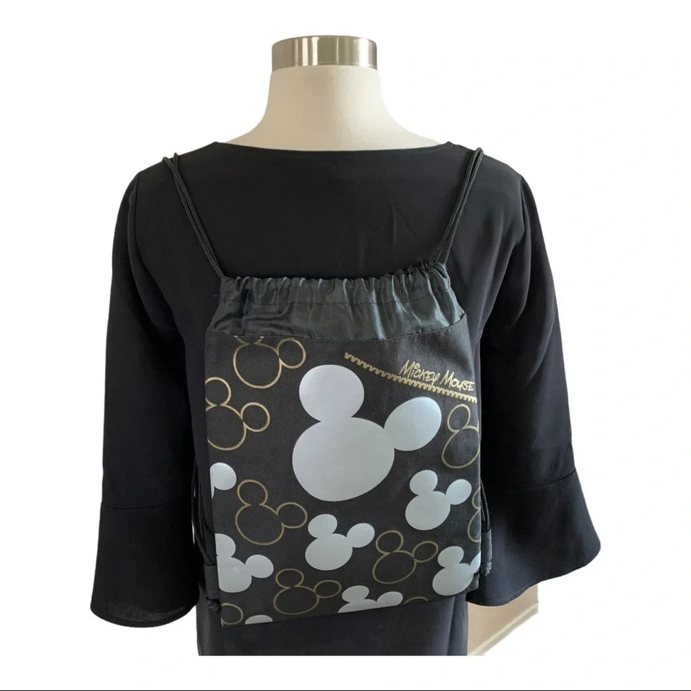 Disney Mickey Mouse Black Gold Silver Backpack